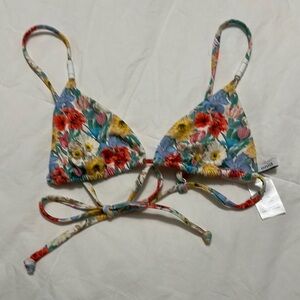 Onia Alexa Floral Triangle Bikini Top in Capri Small